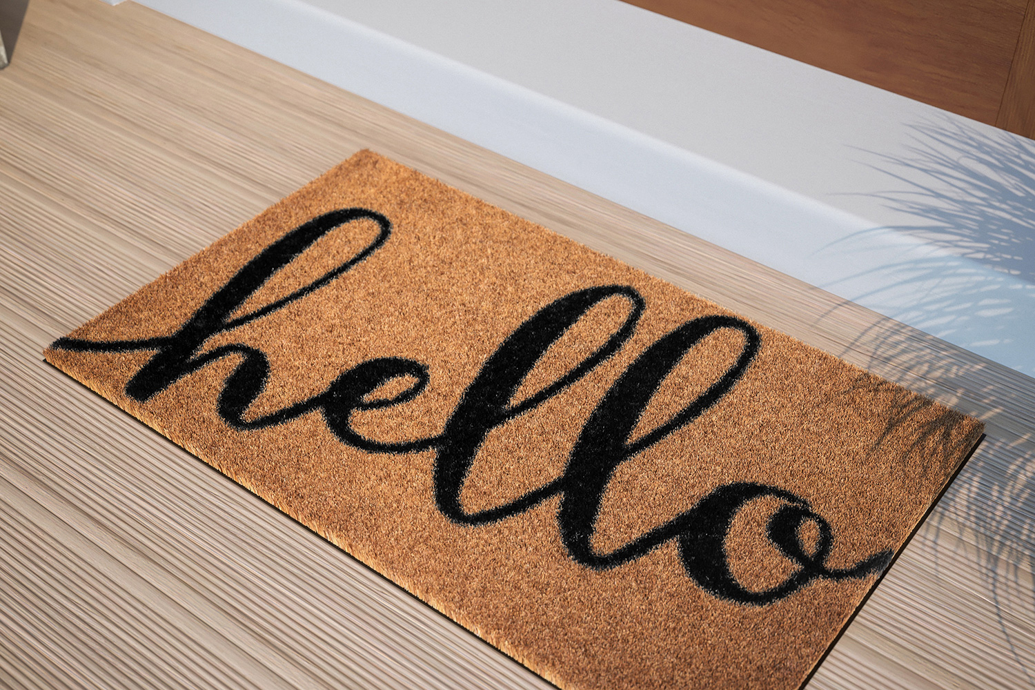 BLNK - Harbold Coir Indoor-Outdoor Doormat with Hello Message and Non-Slip Backing