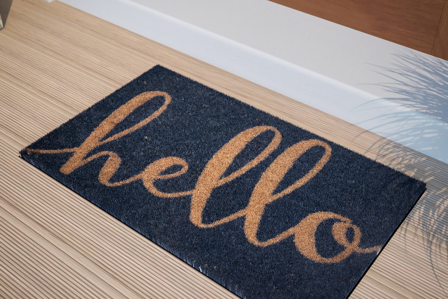 BLNK - Harbold Coir Indoor-Outdoor Doormat with Hello Message and Non-Slip Backing