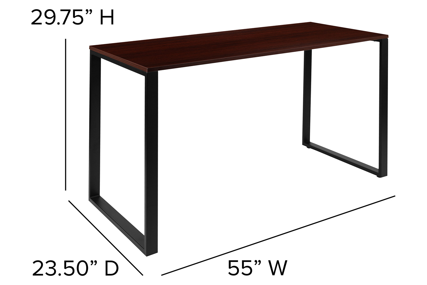 BLNK Kimberly Industrial Style Commercial Computer Desk - Mahogany