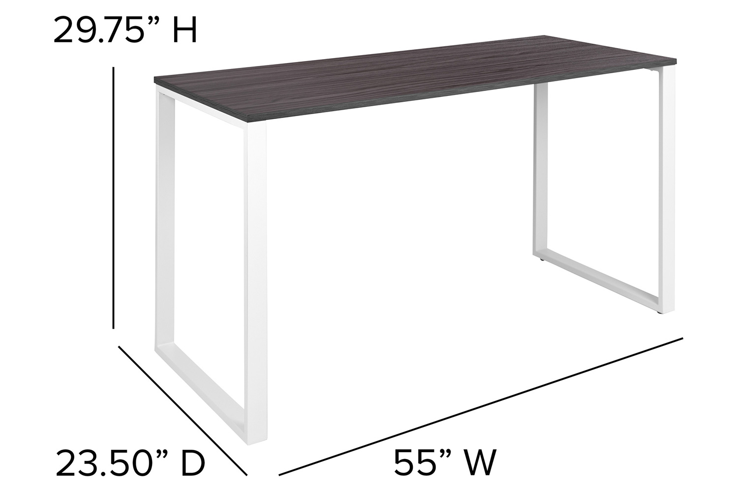 BLNK Kimberly Industrial Style Commercial Computer Desk - Rustic Gray