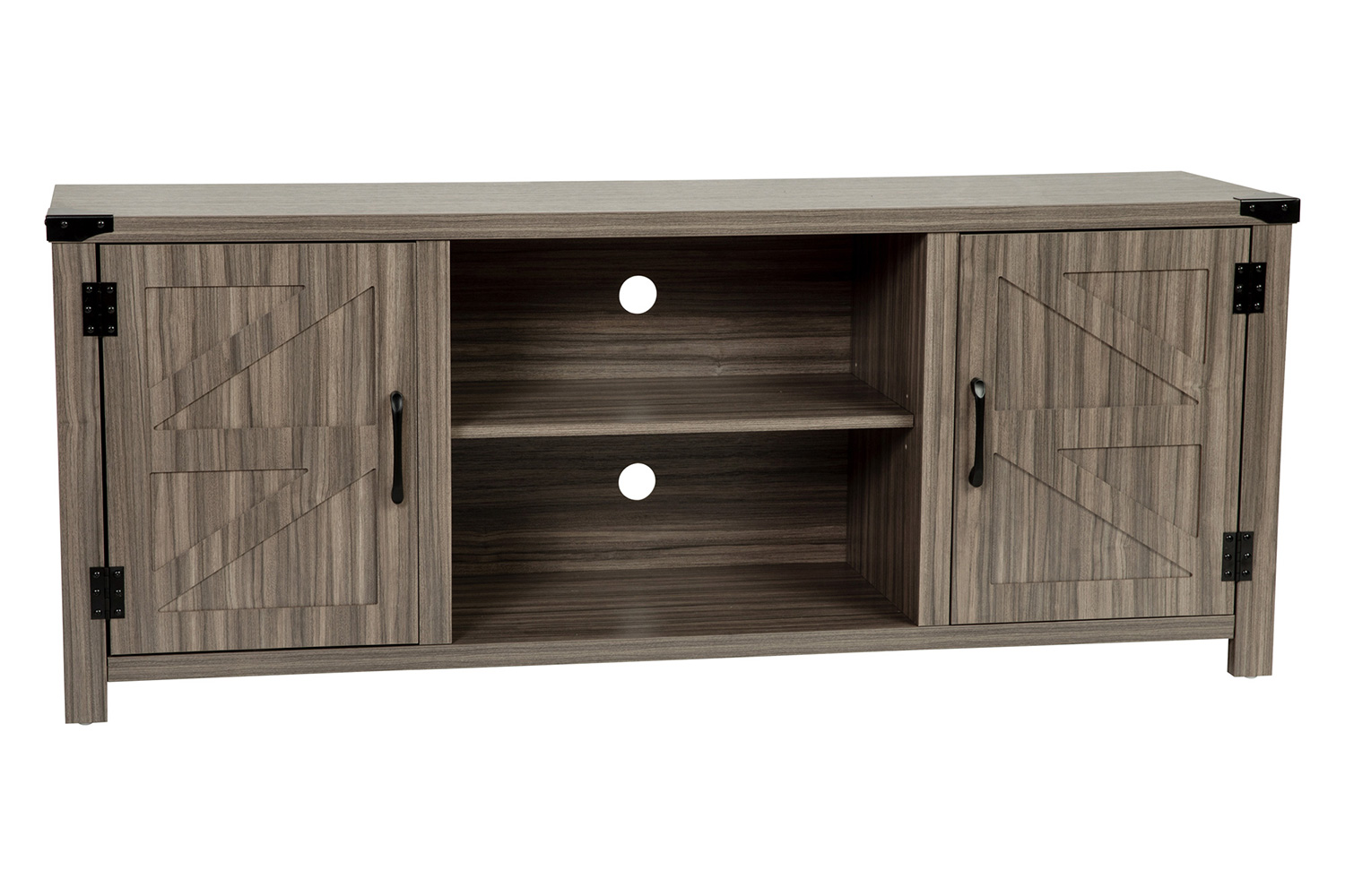 BLNK Charlotte Modern Farmhouse Barn Door TV Stand for TV's up to 65" - 59" Entertainment Center with Adjustable Shelf - Gray Wash Oak