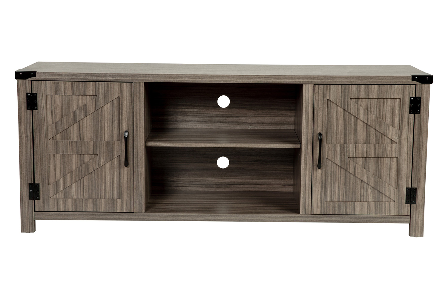 BLNK Charlotte Modern Farmhouse Barn Door TV Stand for TV's up to 65" - 59" Entertainment Center with Adjustable Shelf - Gray Wash Oak