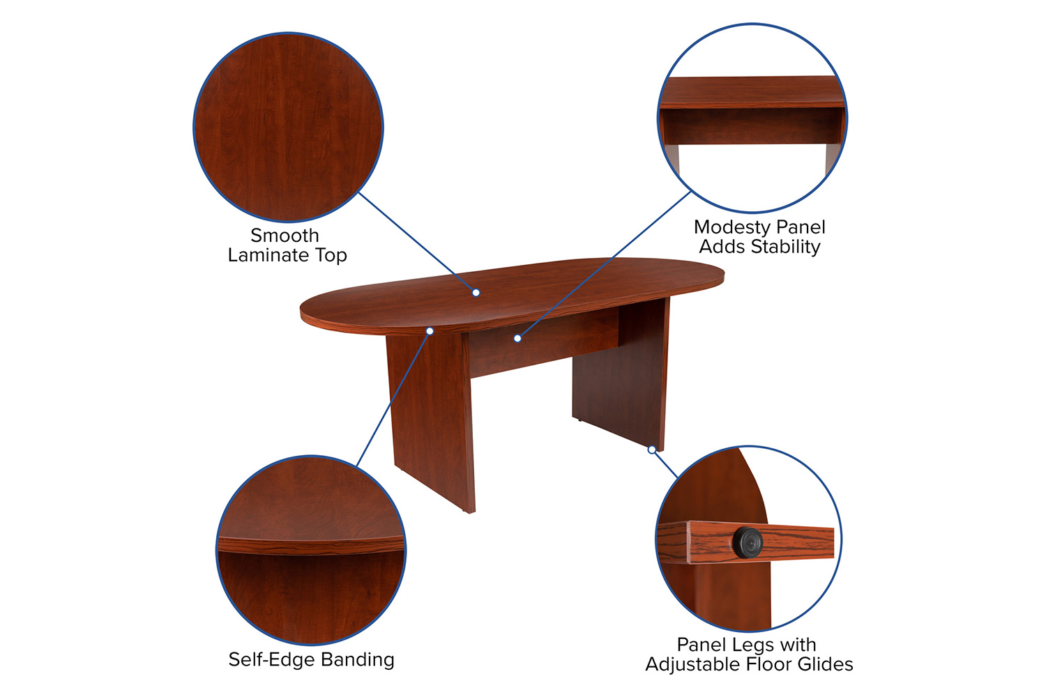 BLNK Jones Oval Conference Table - Cherry