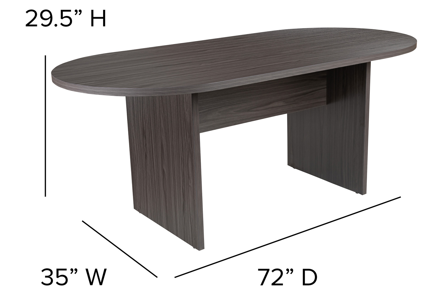 BLNK Jones Oval Conference Table - Rustic Gray