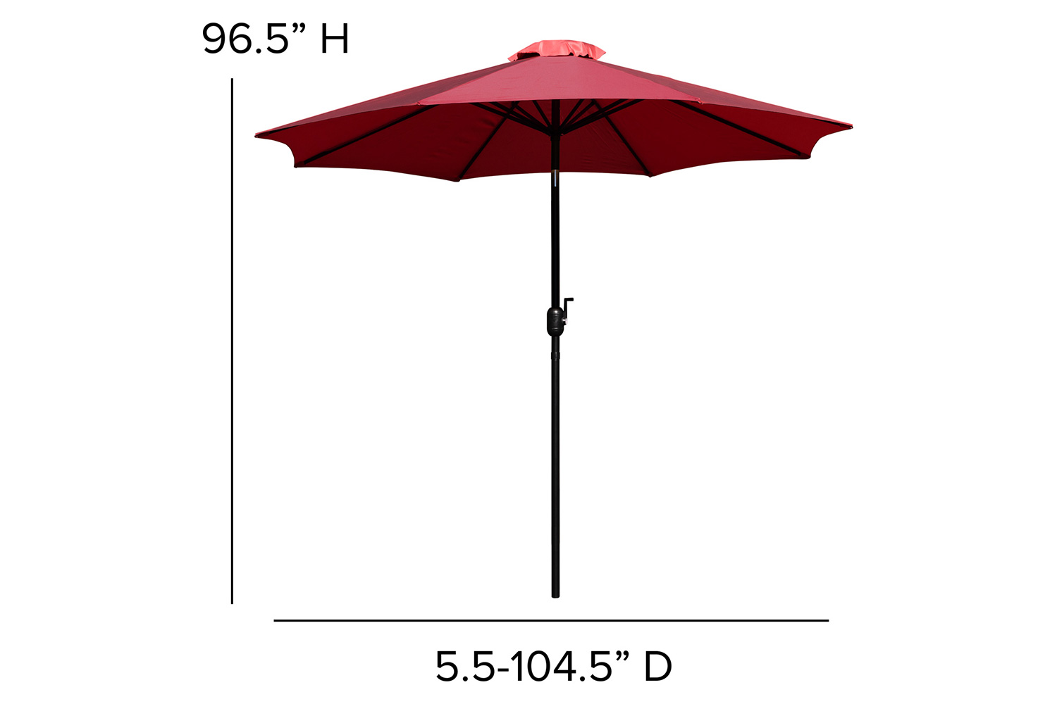BLNK Kona Round Umbrella with Crank and Tilt Function - Red