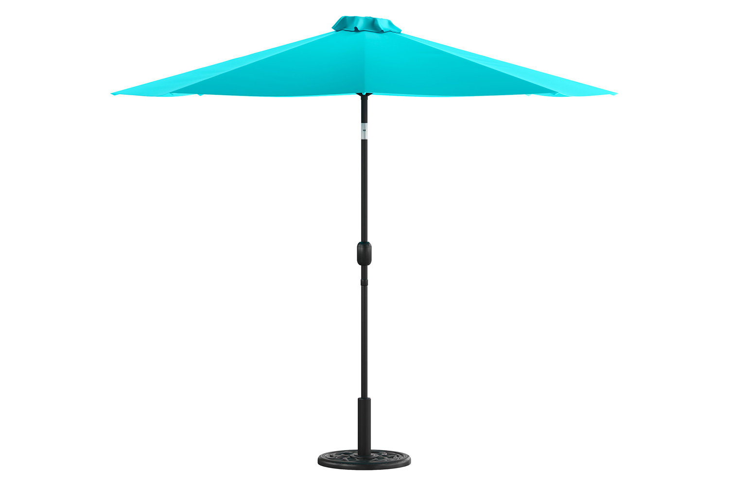 BLNK Sunny Round Umbrella with Crank and Tilt Function and Standing Umbrella Base - Teal