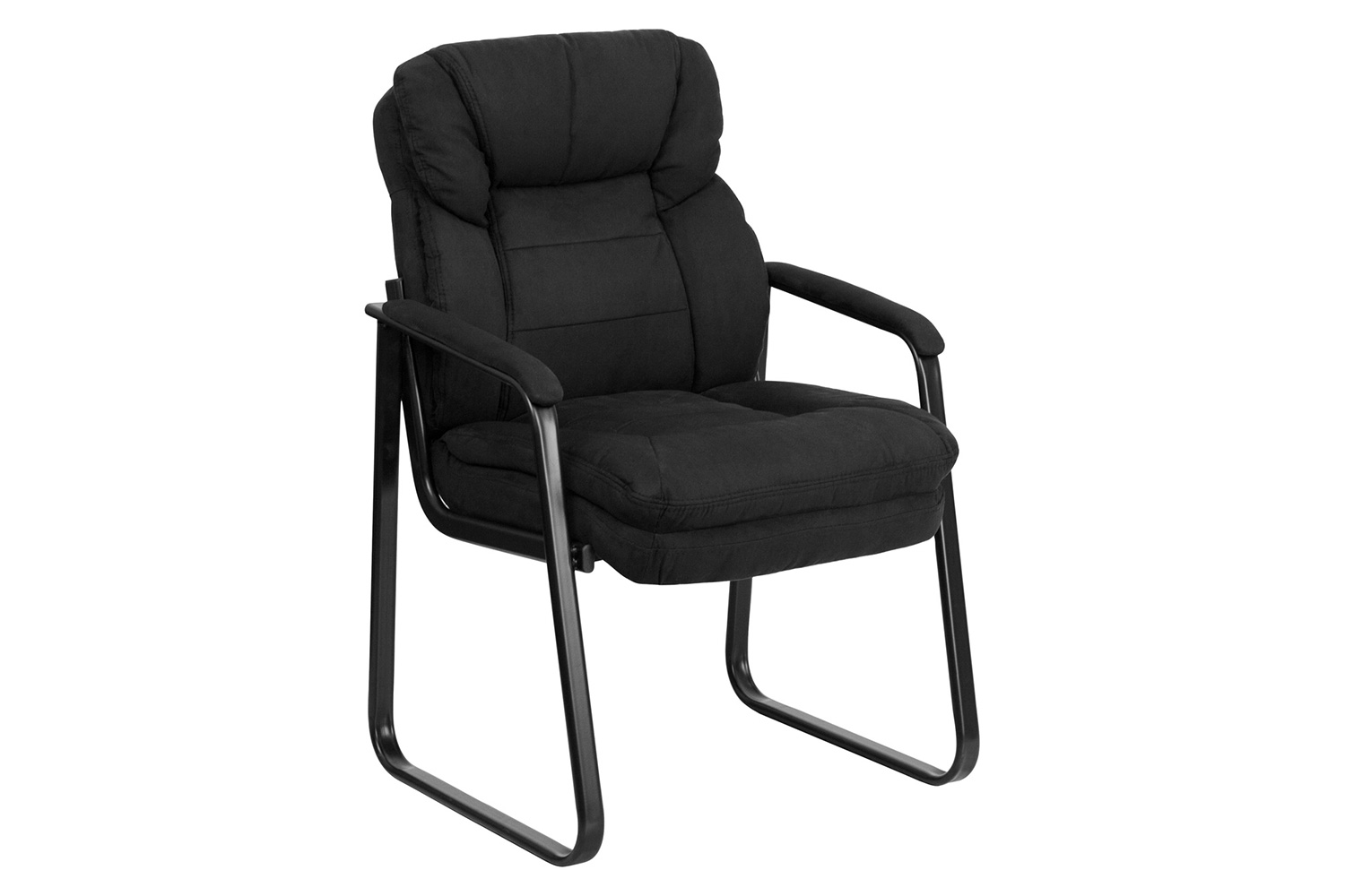 BLNK - Isla Microfiber Executive Side Reception Chair with Lumbar Support and Sled Base