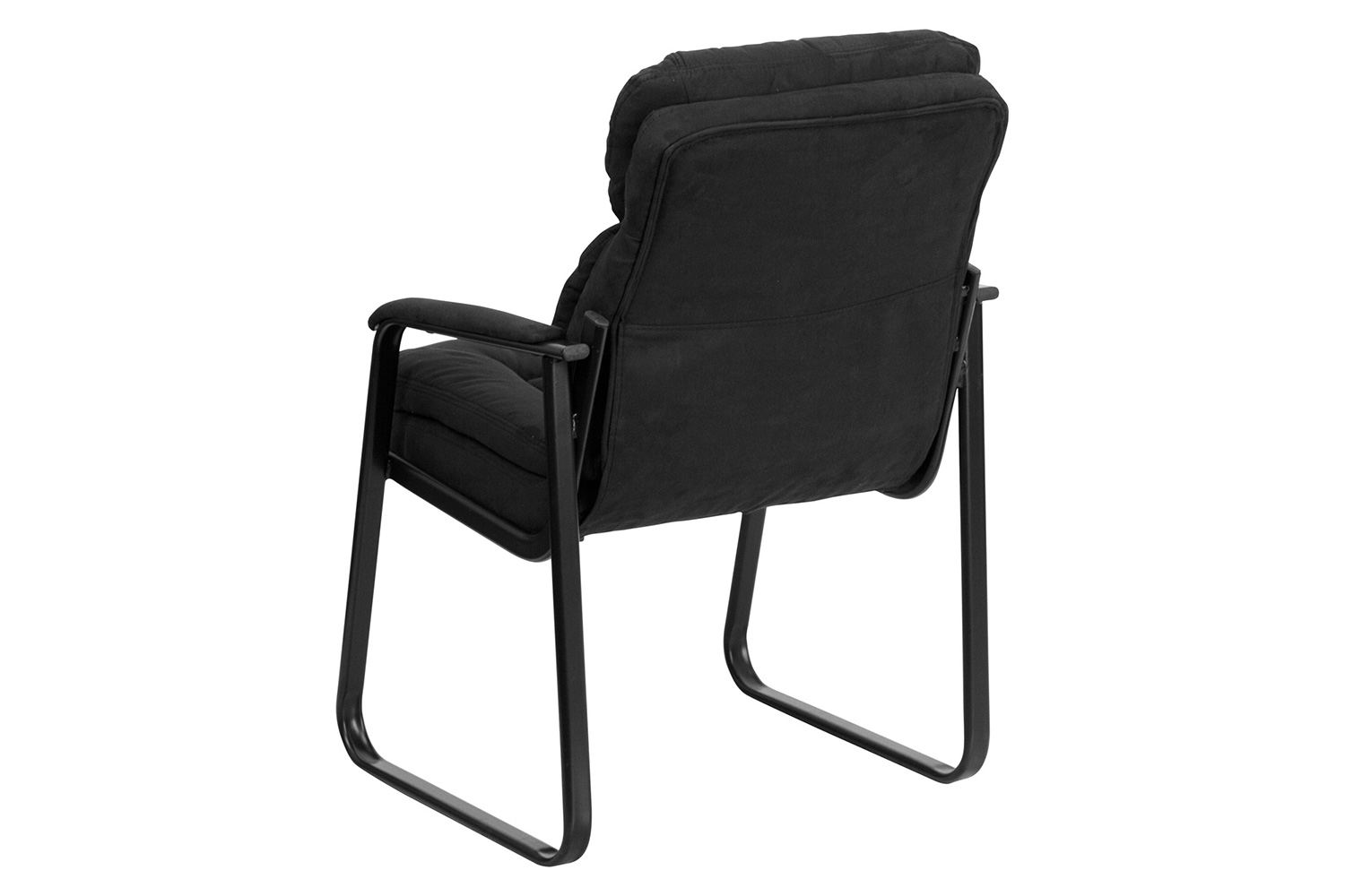 BLNK Isla Microfiber Executive Side Reception Chair with Lumbar Support and Sled Base - Black