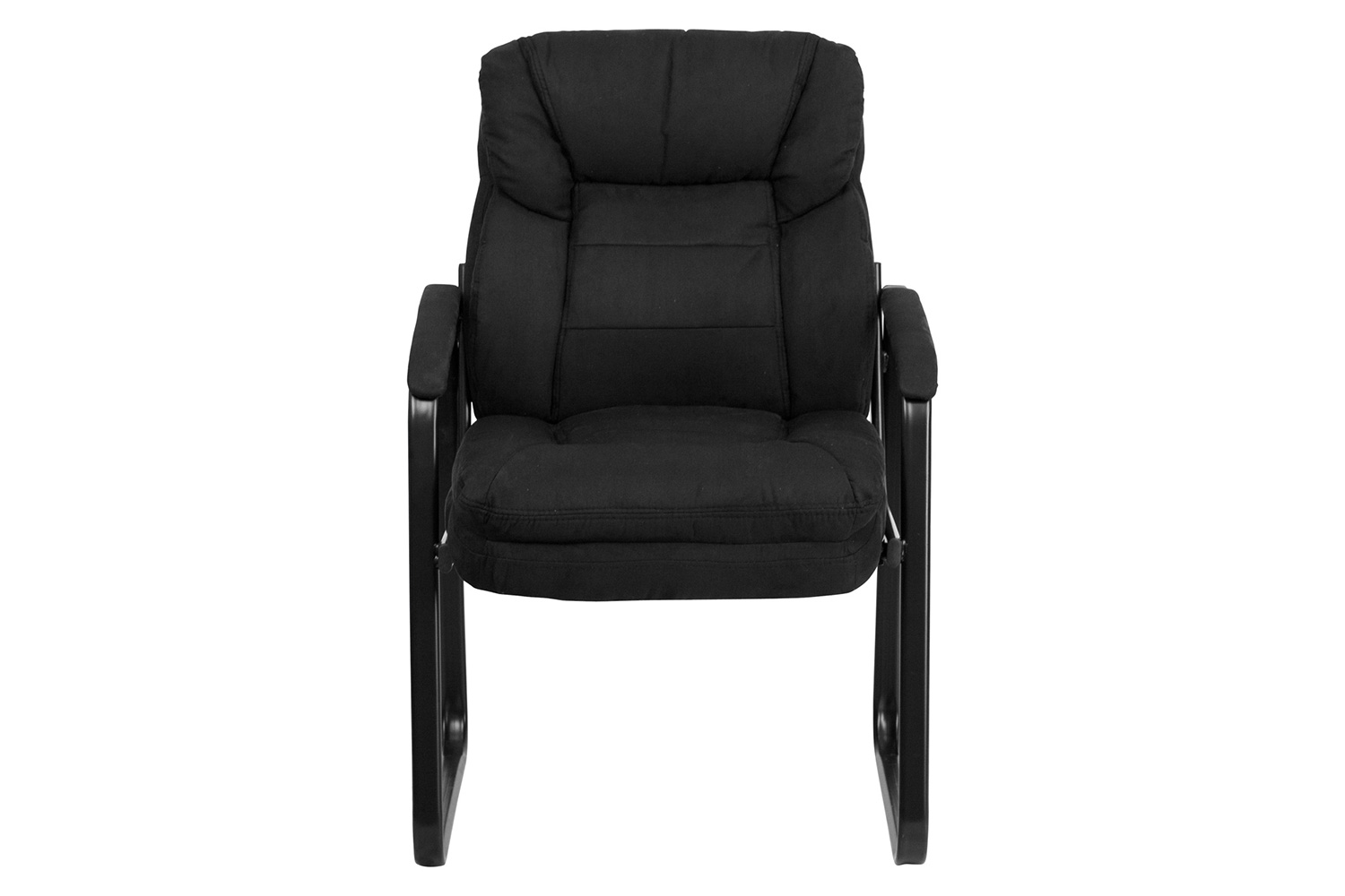 BLNK Isla Microfiber Executive Side Reception Chair with Lumbar Support and Sled Base - Black