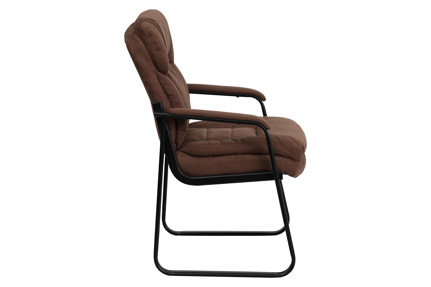 BLNK Isla Microfiber Executive Side Reception Chair with Lumbar Support and Sled Base - Brown