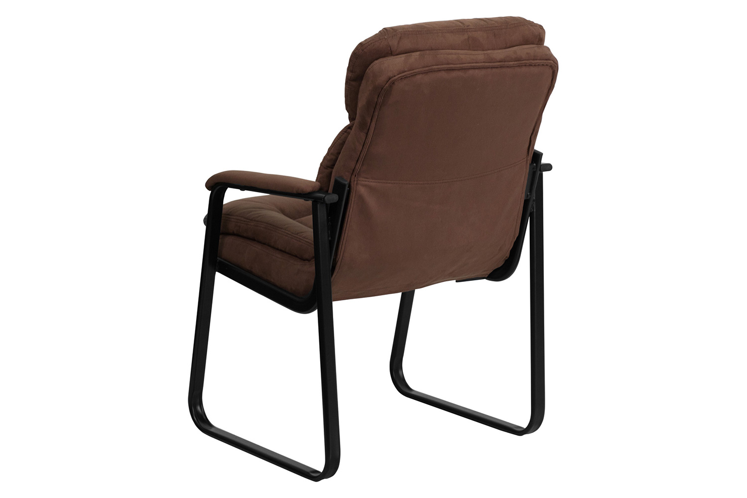 BLNK Isla Microfiber Executive Side Reception Chair with Lumbar Support and Sled Base - Brown