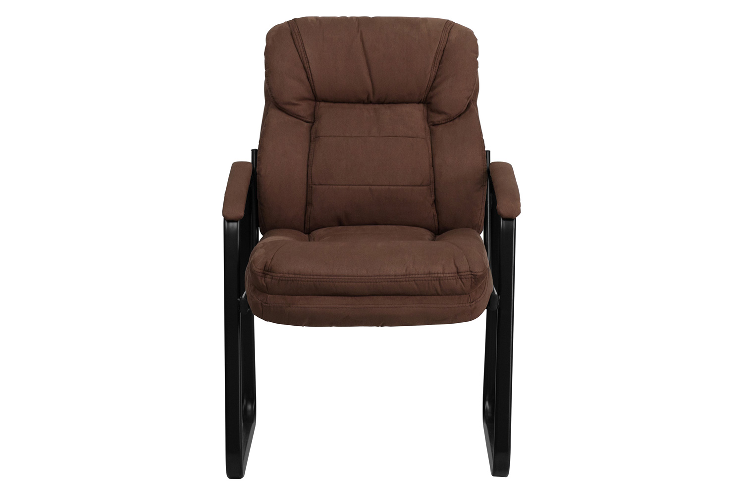 BLNK Isla Microfiber Executive Side Reception Chair with Lumbar Support and Sled Base - Brown