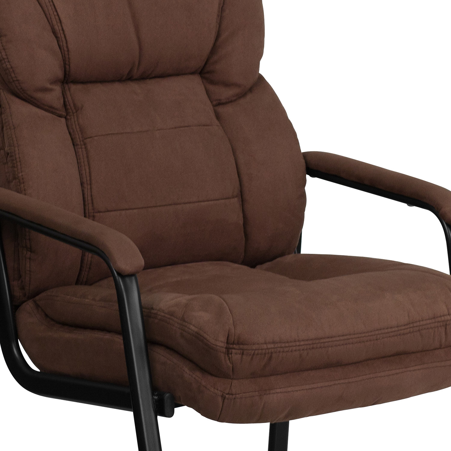 BLNK Isla Microfiber Executive Side Reception Chair with Lumbar Support and Sled Base - Brown