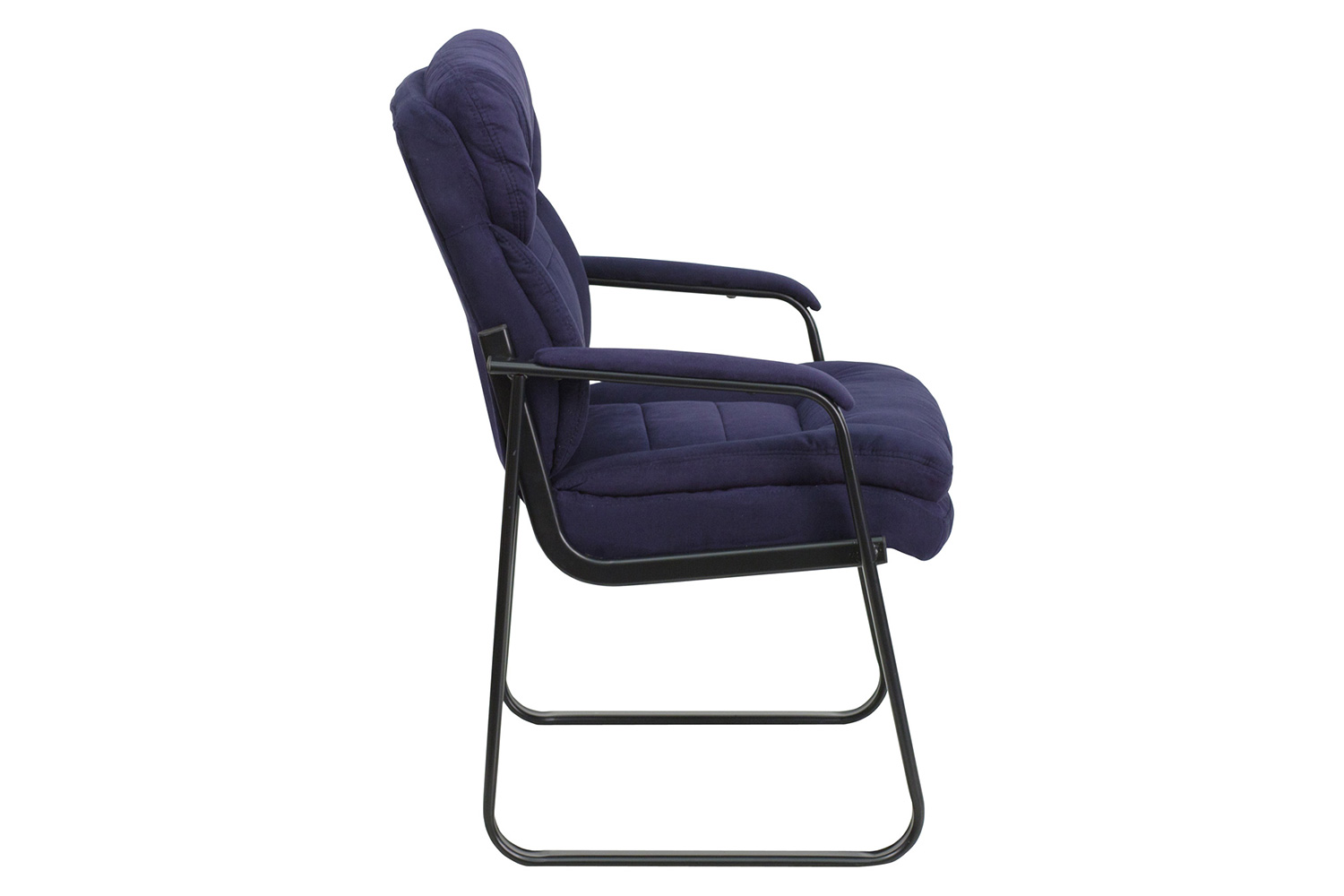 BLNK Isla Microfiber Executive Side Reception Chair with Lumbar Support and Sled Base - Navy