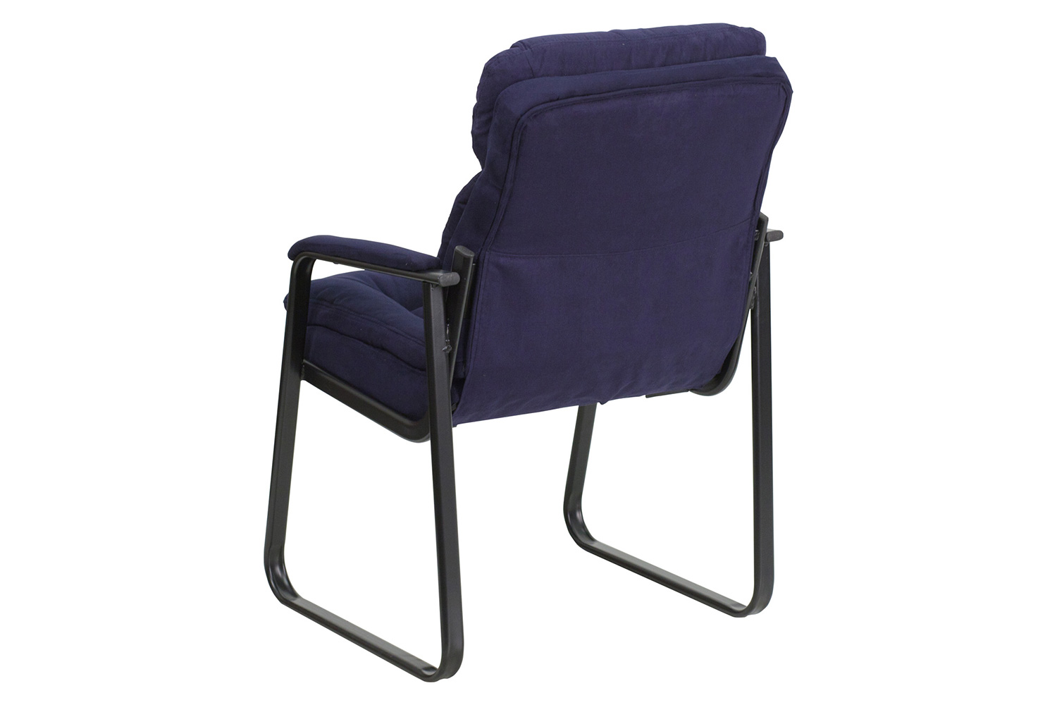 BLNK Isla Microfiber Executive Side Reception Chair with Lumbar Support and Sled Base - Navy
