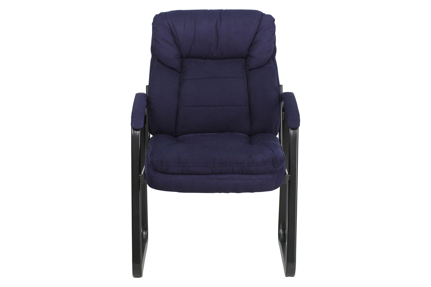 BLNK Isla Microfiber Executive Side Reception Chair with Lumbar Support and Sled Base - Navy