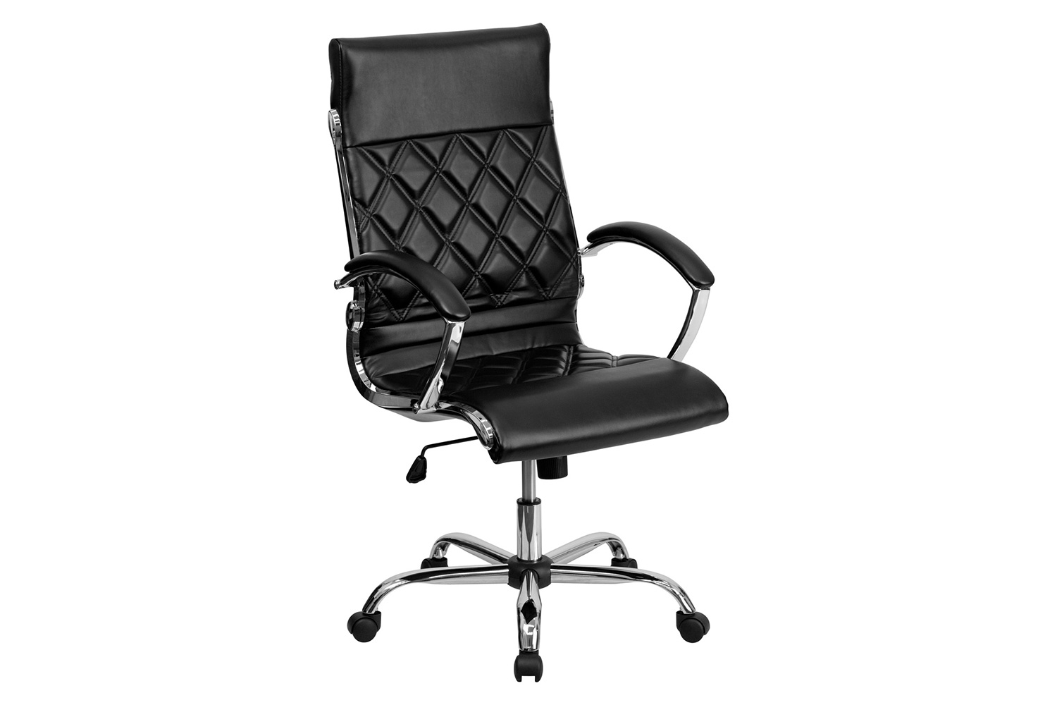BLNK - Merideth LeatherSoft High-Back Designer Quilted Executive Swivel Office Chair with Chrome Base and Arms