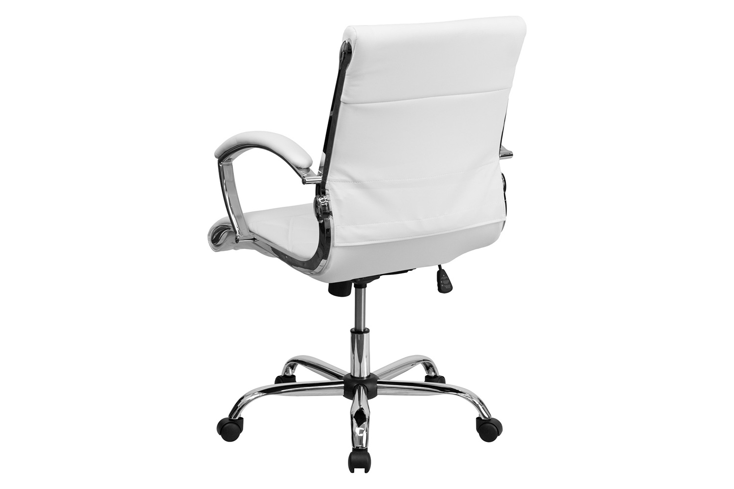 BLNK Merideth LeatherSoft Mid-Back Designer Quilted Executive Swivel Office Chair with Chrome Base and Arms - White