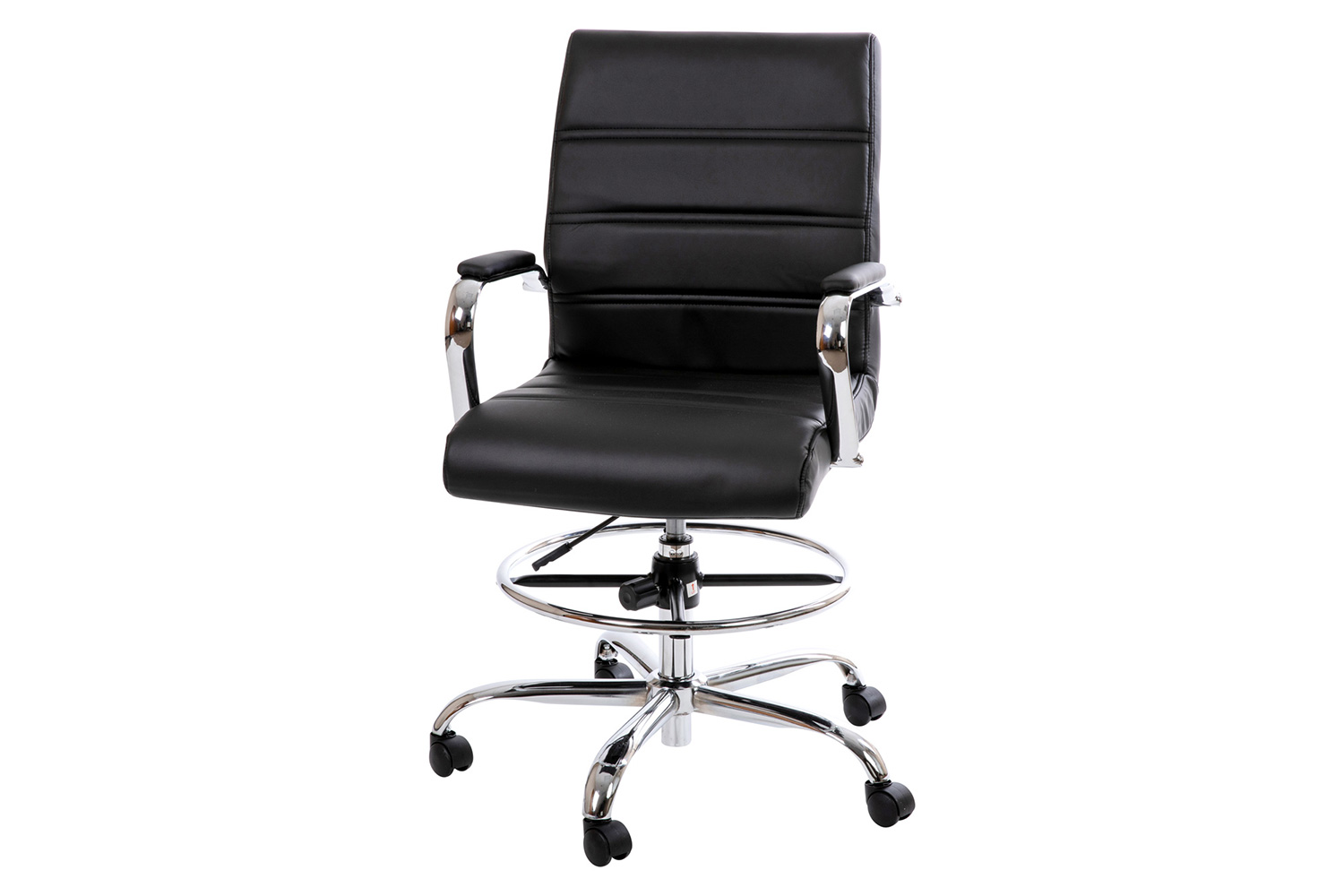 BLNK - Whitney LeatherSoft Mid-Back Drafting Chair with Adjustable Foot Ring and Chrome Base
