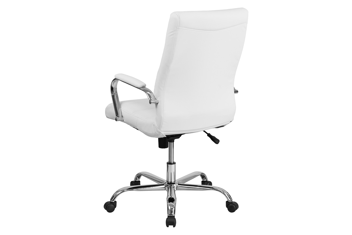 BLNK Whitney LeatherSoft High-Back Executive Swivel Office Chair with Chrome Frame and Arms - White