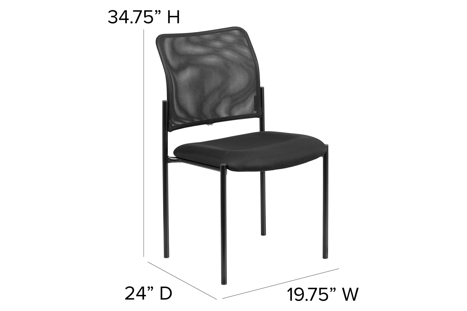 BLNK Jana Comfort Black Mesh Stackable Steel Side Chair