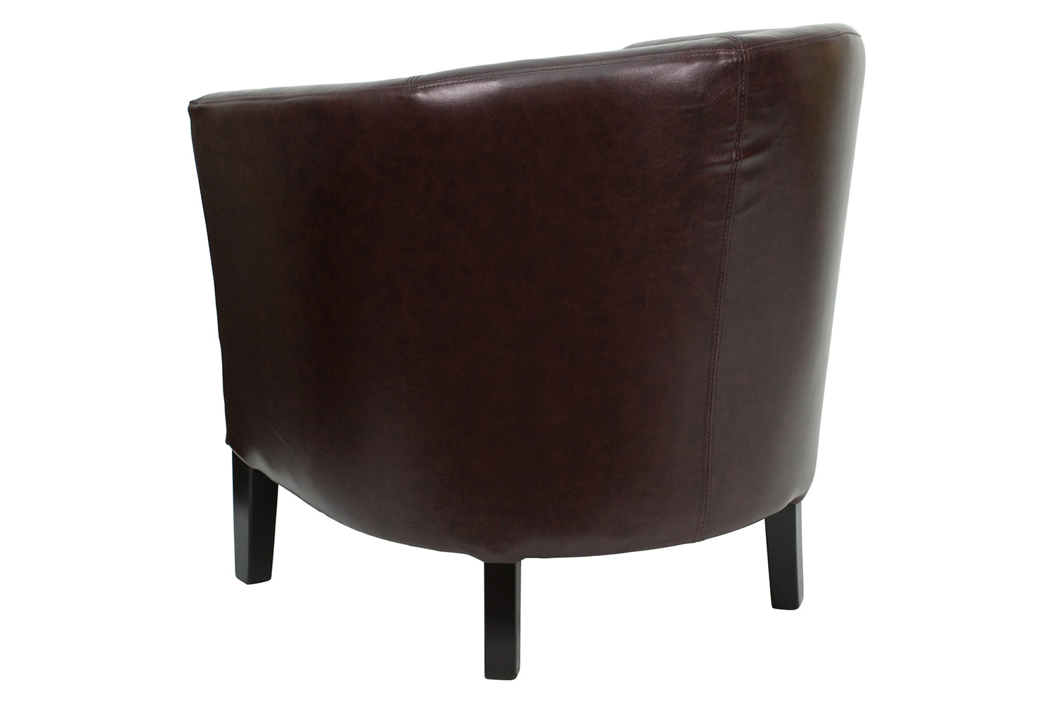 BLNK Lauren LeatherSoft Barrel Shaped Guest Chair with Wooden Legs - Brown