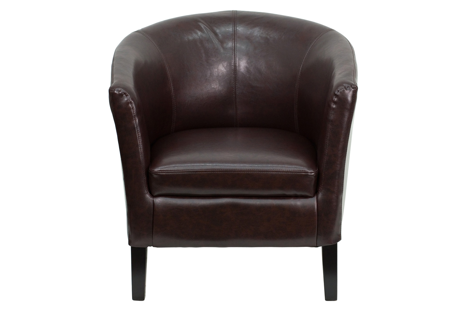 BLNK Lauren LeatherSoft Barrel Shaped Guest Chair with Wooden Legs - Brown