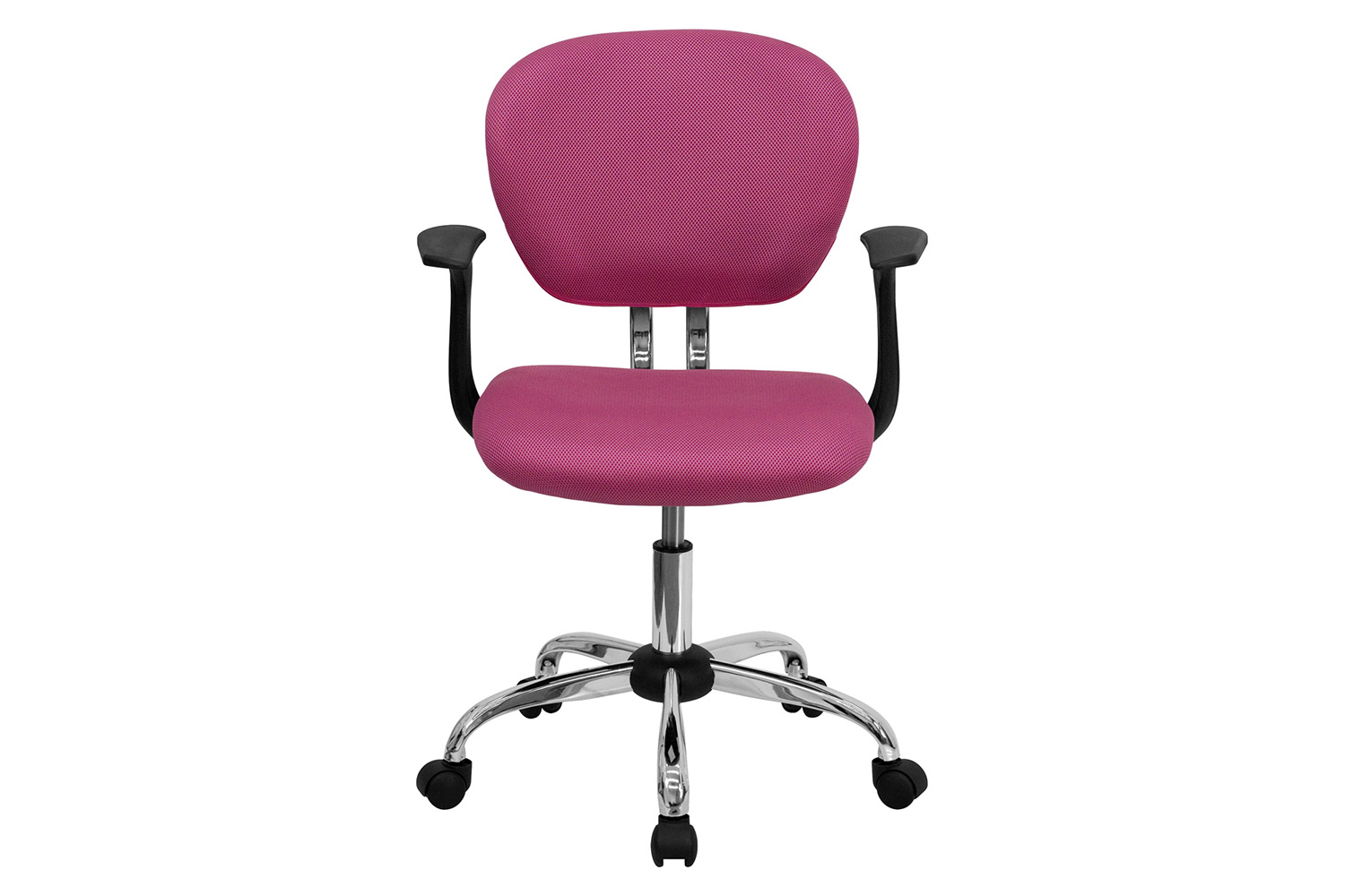 BLNK Beverly Mid-Back Mesh Padded Swivel Task Office Chair with Chrome Base - Pink, with Arms