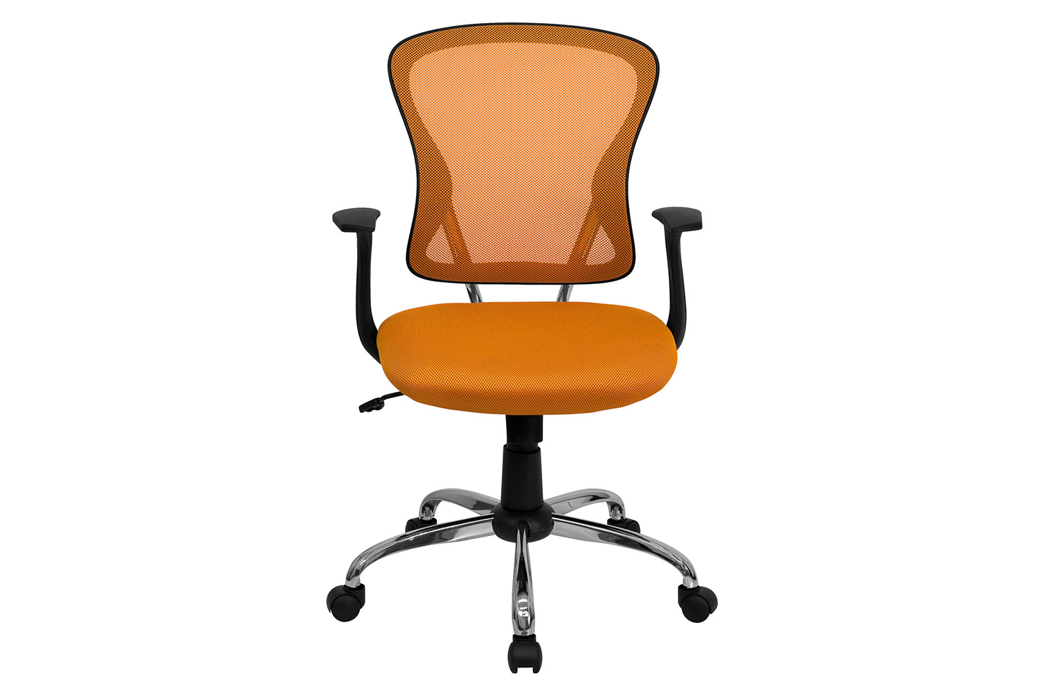 BLNK Alfred Mid-Back Mesh Swivel Task Office Chair with Chrome Base and Arms - Orange