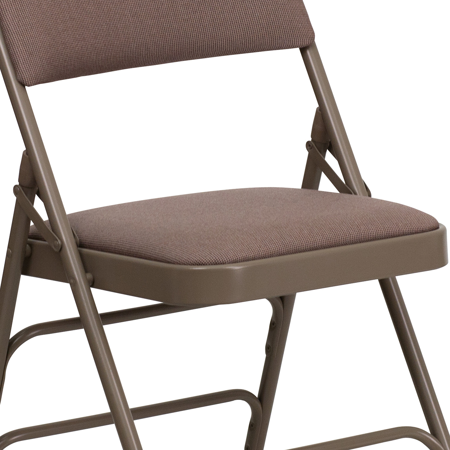 BLNK HERCULES Series Fabric Curved Triple Braced and Double Hinged Metal Folding Chair - Beige
