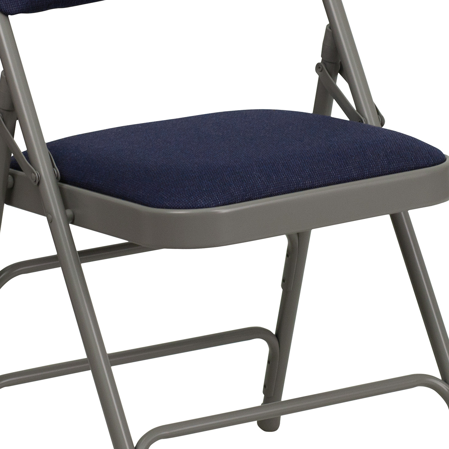 BLNK HERCULES Series Fabric Curved Triple Braced and Double Hinged Metal Folding Chair - Navy