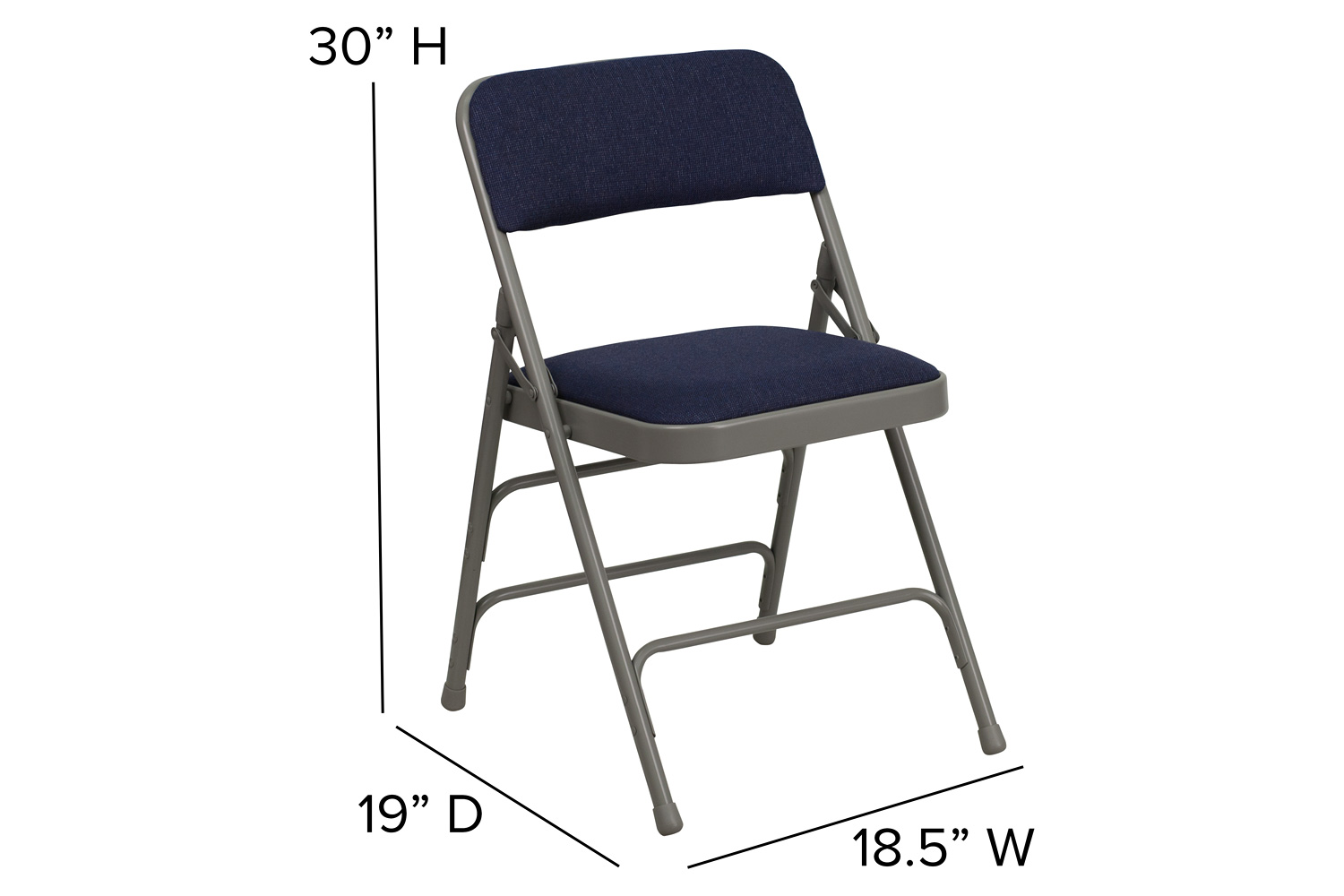 BLNK HERCULES Series Fabric Curved Triple Braced and Double Hinged Metal Folding Chair - Navy
