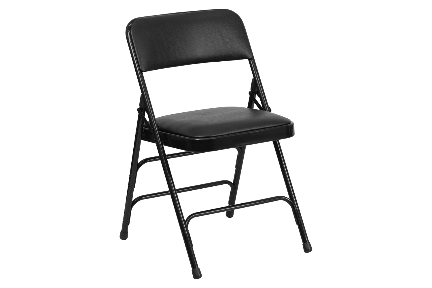 BLNK HERCULES Series Vinyl Curved Triple Braced and Double Hinged Metal Folding Chair - Black