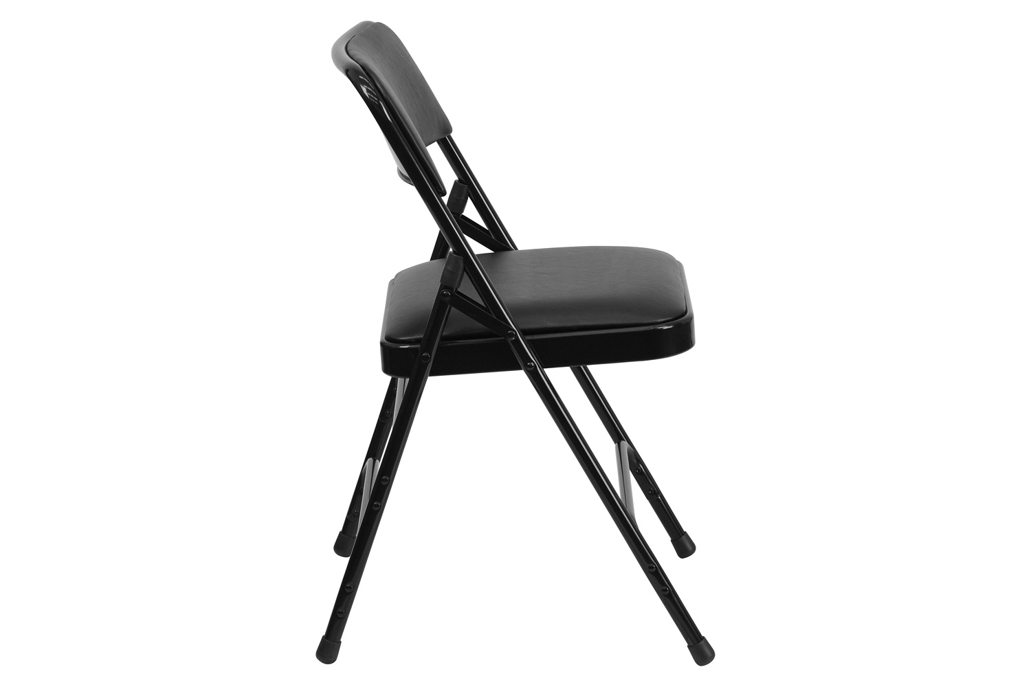 BLNK HERCULES Series Vinyl Curved Triple Braced and Double Hinged Metal Folding Chair - Black