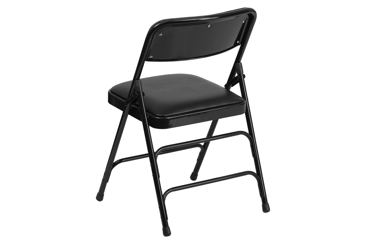 BLNK HERCULES Series Vinyl Curved Triple Braced and Double Hinged Metal Folding Chair - Black