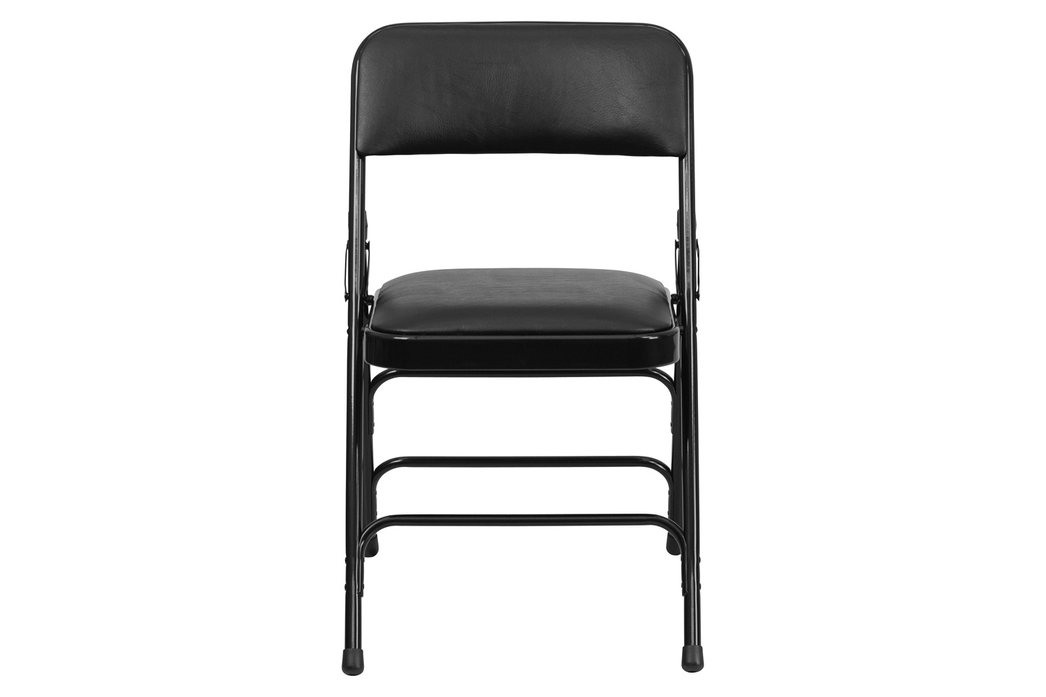 BLNK HERCULES Series Vinyl Curved Triple Braced and Double Hinged Metal Folding Chair - Black