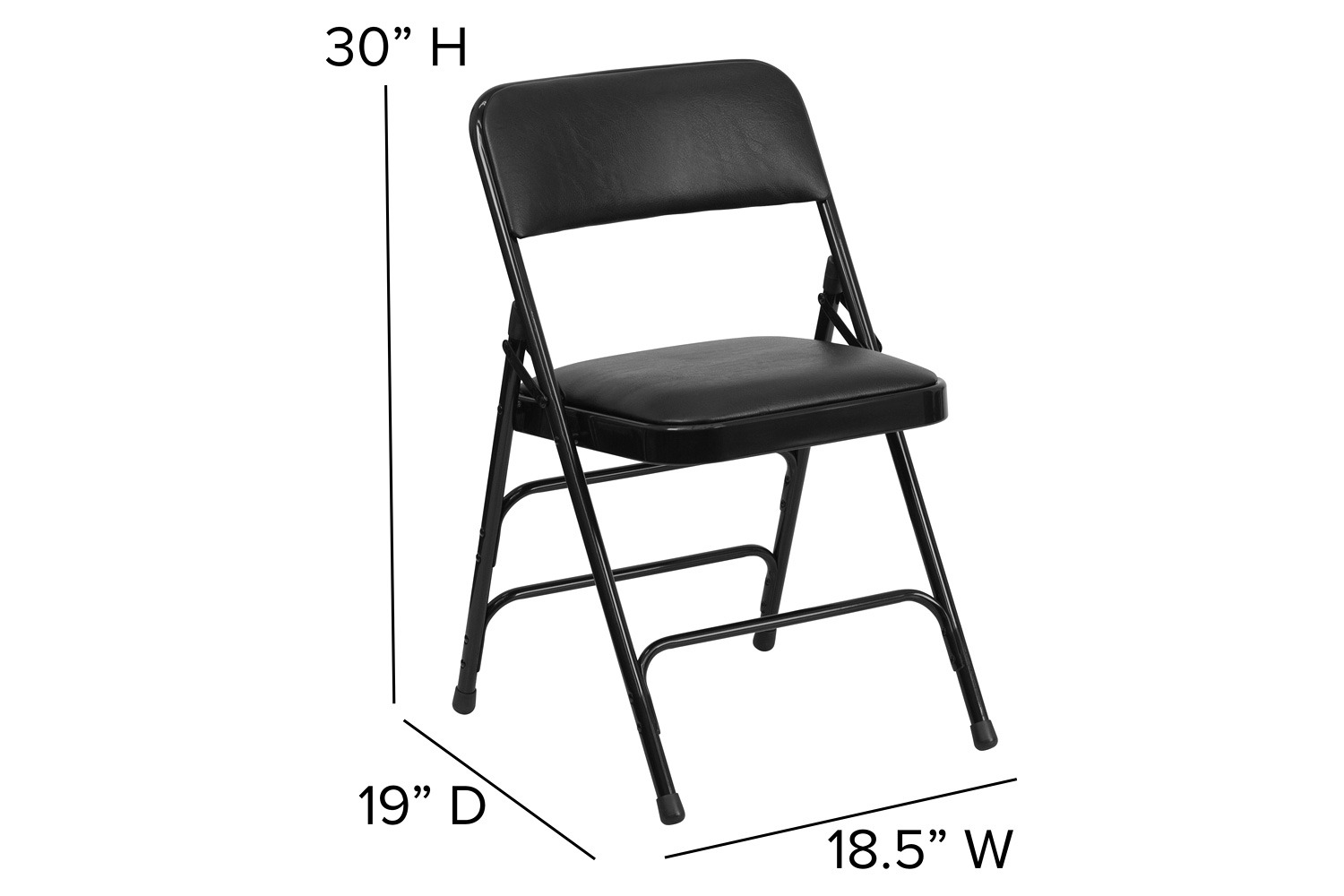 BLNK HERCULES Series Vinyl Curved Triple Braced and Double Hinged Metal Folding Chair - Black