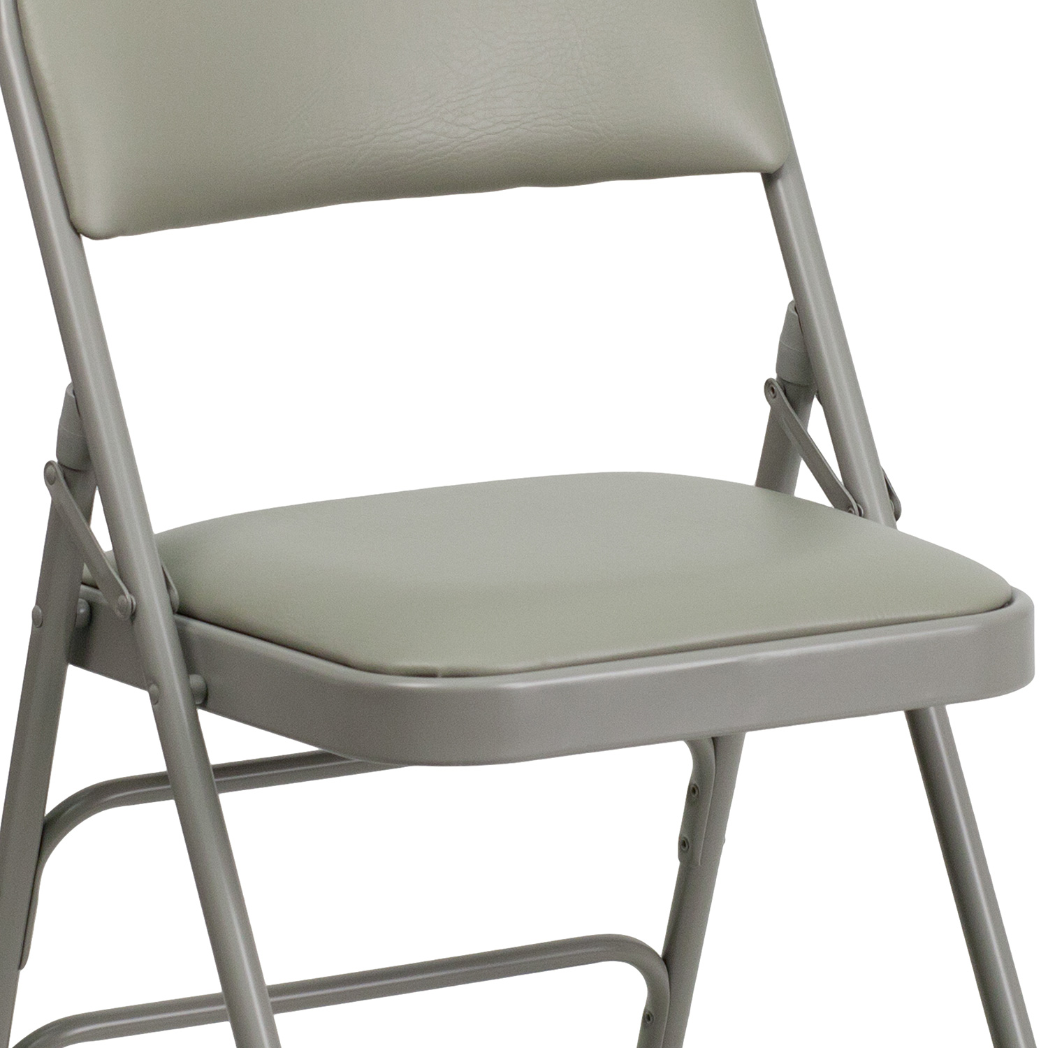 BLNK HERCULES Series Vinyl Curved Triple Braced and Double Hinged Metal Folding Chair - Gray