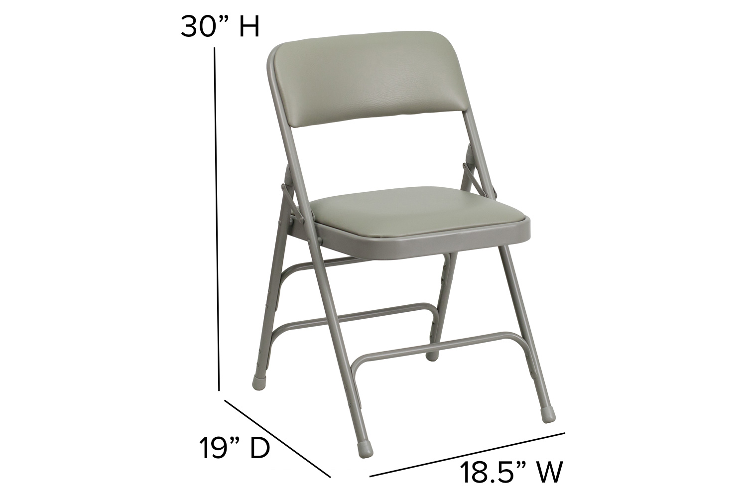 BLNK HERCULES Series Vinyl Curved Triple Braced and Double Hinged Metal Folding Chair - Gray