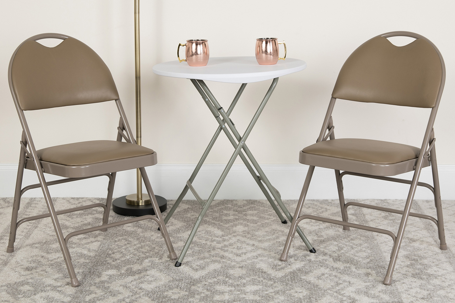BLNK - HERCULES Series Vinyl Ultra-Premium Triple Braced Metal Folding Chair with Easy-Carry Handle