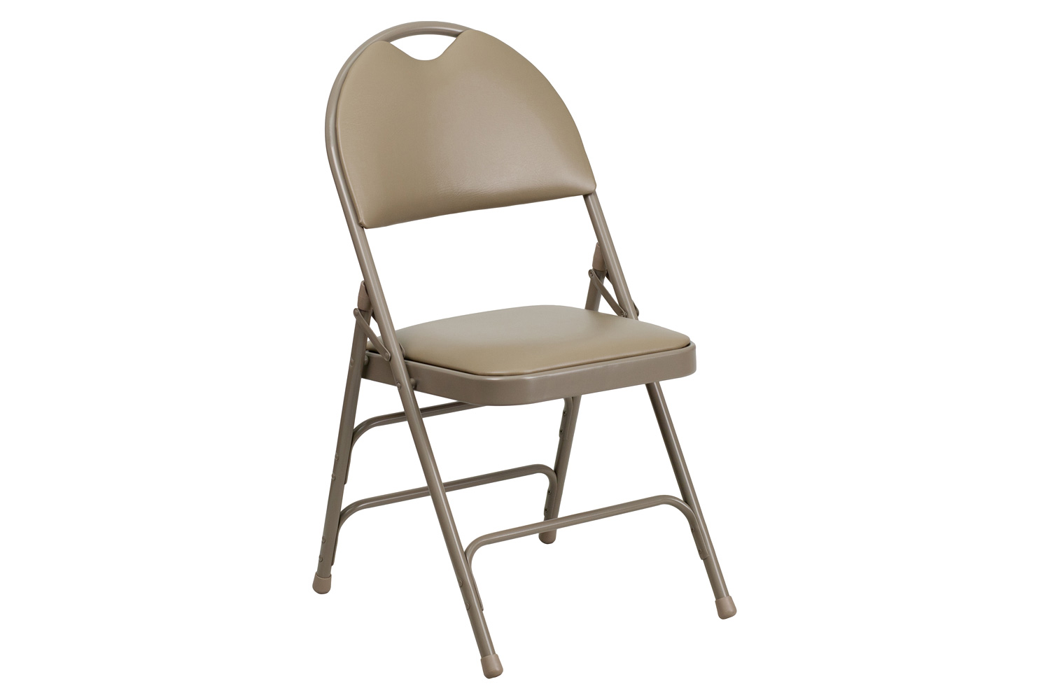 BLNK HERCULES Series Vinyl Ultra-Premium Triple Braced Metal Folding Chair with Easy-Carry Handle - Beige