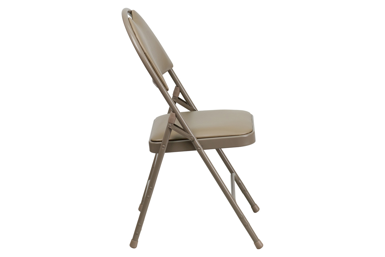 BLNK HERCULES Series Vinyl Ultra-Premium Triple Braced Metal Folding Chair with Easy-Carry Handle - Beige