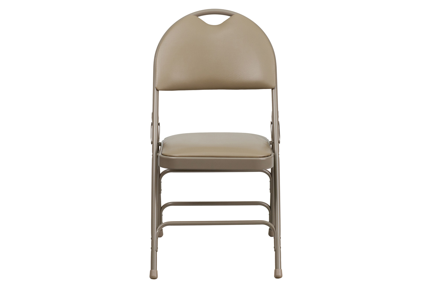BLNK HERCULES Series Vinyl Ultra-Premium Triple Braced Metal Folding Chair with Easy-Carry Handle - Beige