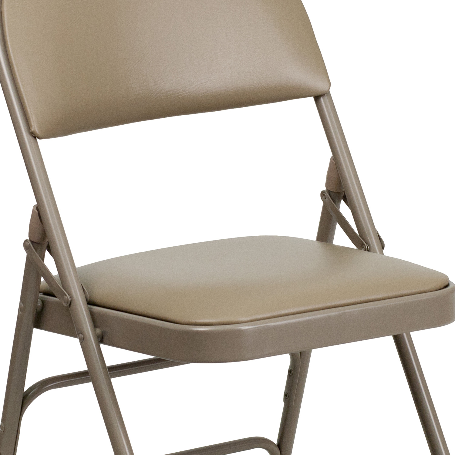 BLNK HERCULES Series Vinyl Ultra-Premium Triple Braced Metal Folding Chair with Easy-Carry Handle - Beige