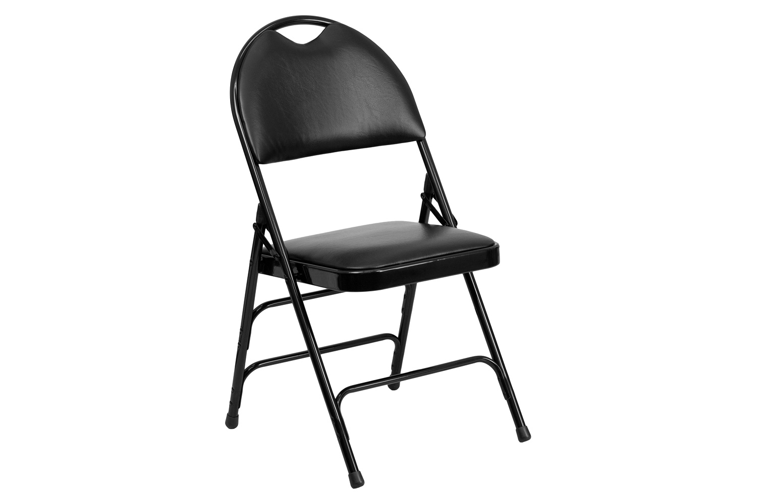 BLNK HERCULES Series Vinyl Ultra-Premium Triple Braced Metal Folding Chair with Easy-Carry Handle - Black