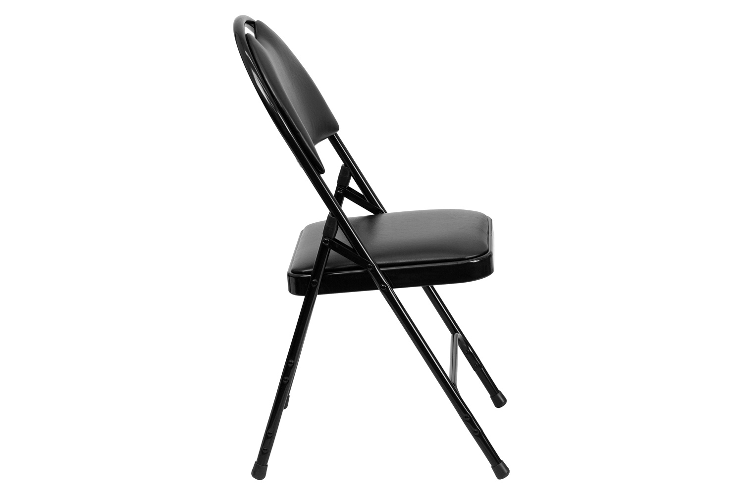 BLNK HERCULES Series Vinyl Ultra-Premium Triple Braced Metal Folding Chair with Easy-Carry Handle - Black