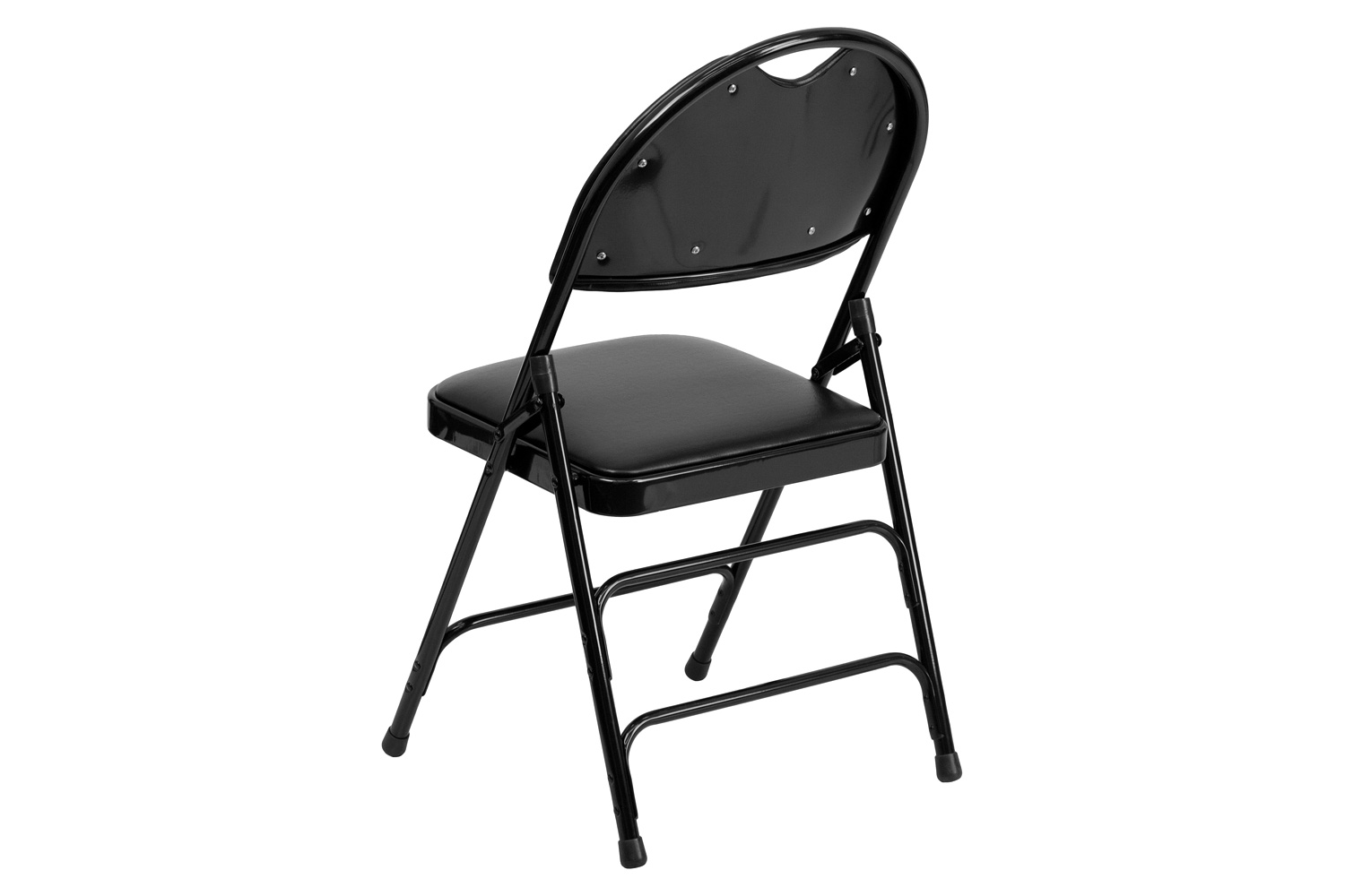 BLNK HERCULES Series Vinyl Ultra-Premium Triple Braced Metal Folding Chair with Easy-Carry Handle - Black
