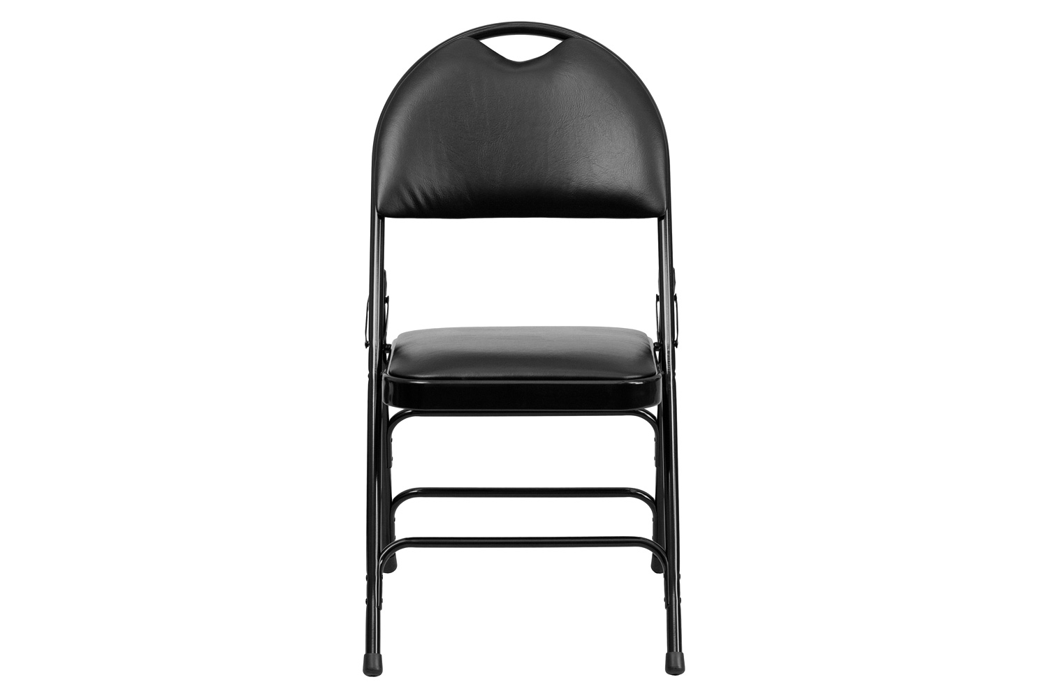 BLNK HERCULES Series Vinyl Ultra-Premium Triple Braced Metal Folding Chair with Easy-Carry Handle - Black