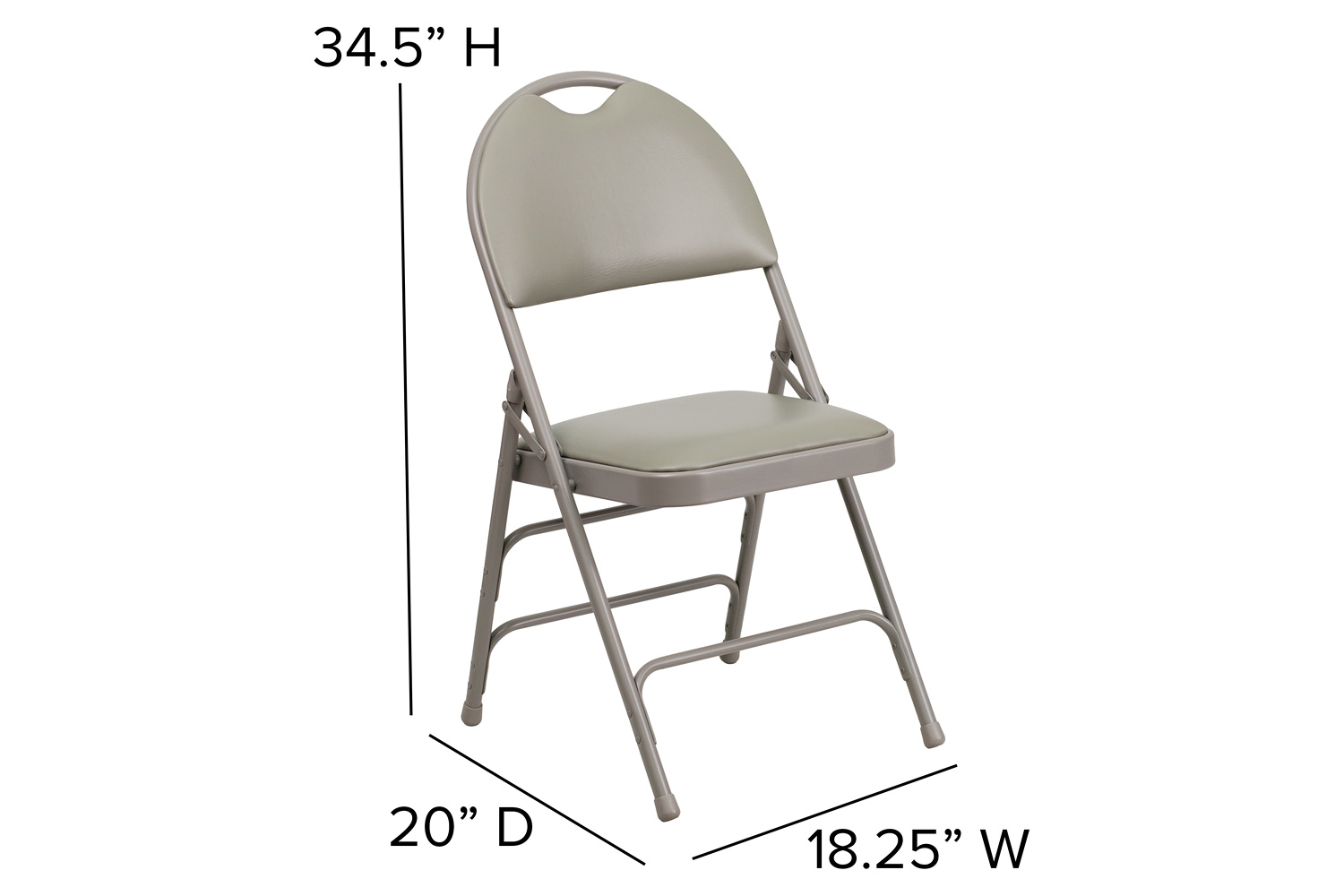 BLNK HERCULES Series Vinyl Ultra-Premium Triple Braced Metal Folding Chair with Easy-Carry Handle - Gray