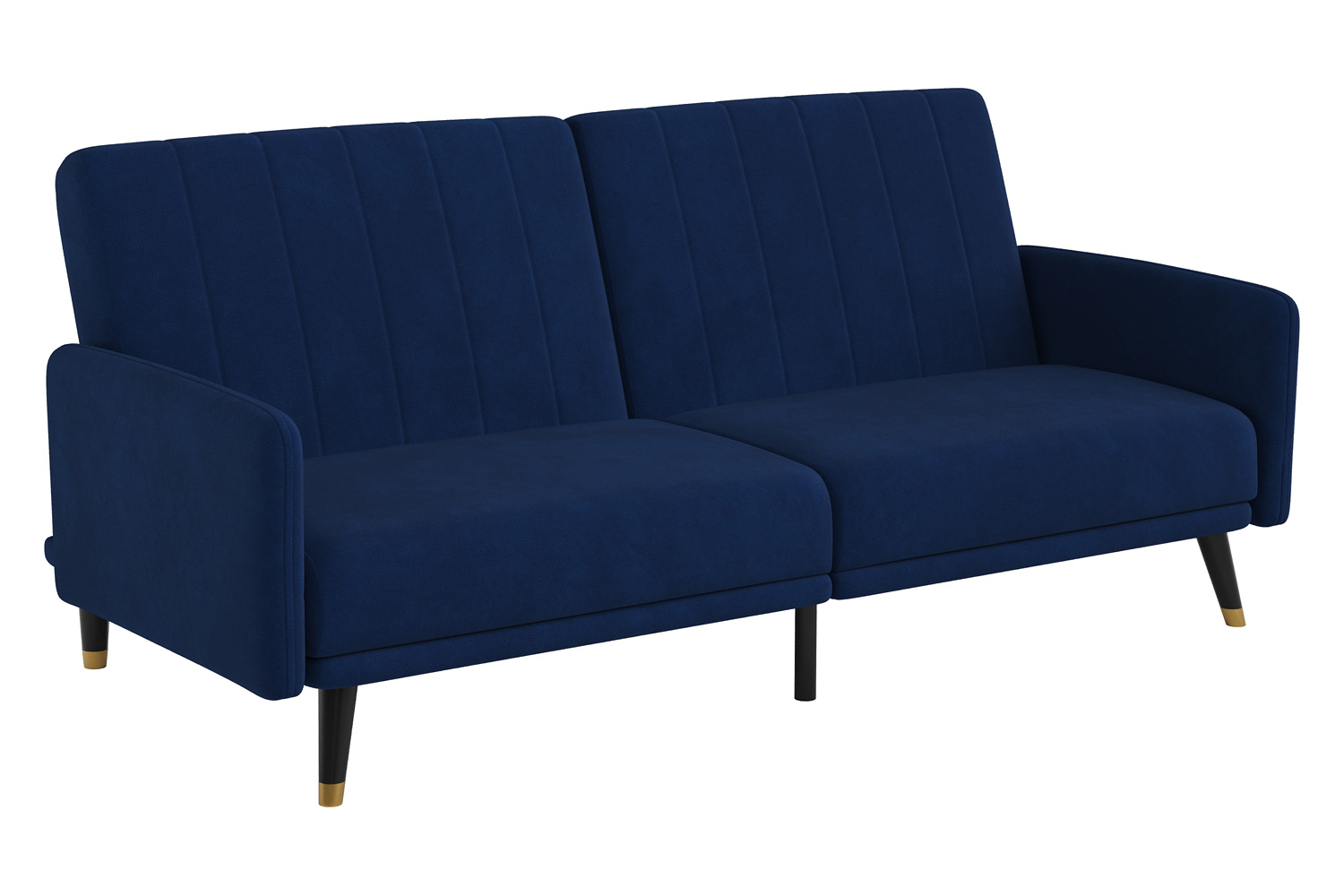 BLNK Sophia Velvet Premium Split Back Sofa Futon with Solid Wooden Legs - Navy